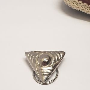 Vintage Silver Tone Triangle Swirl Sweater or Scarf Clip
